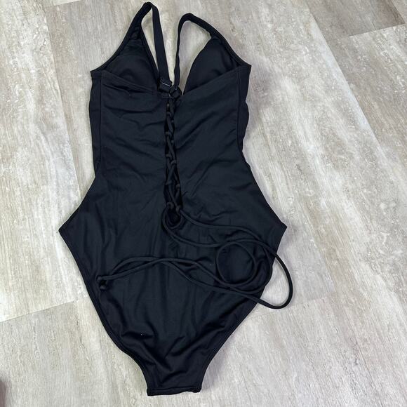 TA3 Black Plungey One Piece Swimsuit Size Medium - Picture 3 of 5